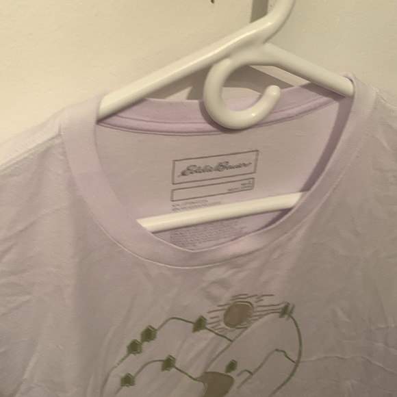 Super Soft Eddie Bauer Go your own way white tshirt w/green print SZ L - Picture 4 of 7